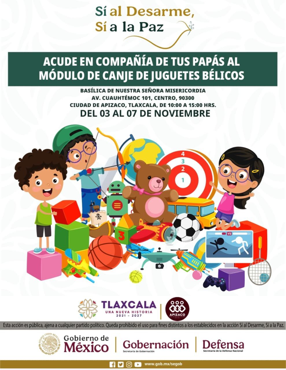 Apizaco promueve la cultura de paz a través del desarme voluntario